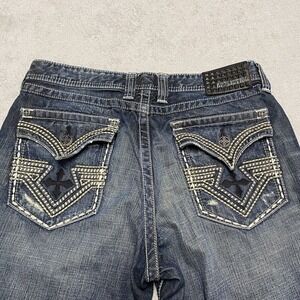 Affliction Jeans Mens 34x35 Extra Long Blue Denim Grant Loose Y2K‎ Distressed
